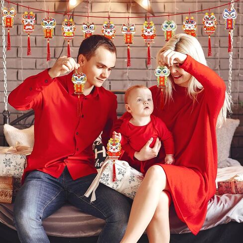 NEWEST 12 Pieces Dragon Lucky Charms, 2024 Chinese New Year Decorations Red Hanging Tassels for Chinese Spring Festival Luck Wealth, Style B in Saudi Arabia