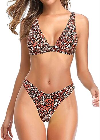 SHEKINI Women's Bathing Suit Sexy V Neck Triangle Bikini Low Waisted Two Piece Swimsuit in Saudi Arabia