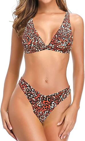 SHEKINI Women's Bathing Suit Sexy V Neck Triangle Bikini Low Waisted Two Piece Swimsuit in Saudi Arabia
