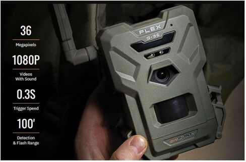 كاميرا SPYPOINT FLEX-M الخلوية | أفضل قيمة في ملحقات الصيد | لا حاجة إلى واي فاي وتمكين نظام تحديد المواقع العالمي (GPS) | رؤية ليلية | اتصال LTE ثنائي الشريحة | IP65 مقاوم للماء | صور بدقة 28 ميجابكسل، مقاطع فيديو بدقة 720 بكسل + صوت in Saudi Arabia
