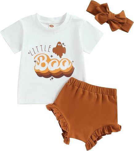 طفلة هالوين الزي قصيرة الأكمام اليقطين رسالة مضحك رومبير ارتداءها البنطلون عقال قصير 3 قطعة ملابس الخريف in Saudi Arabia