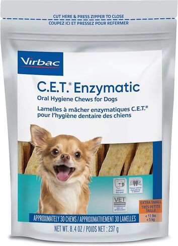 Virbac C.E.T. Enzymatic Oral Hygiene Chews, Small Dog, 30 Count,Beef,0.65 pounds in Saudi Arabia