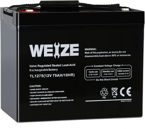 بطارية WEIZE 12V 75AH ذات دورة عميقة لمضخة مستنقع النسخ الاحتياطي Wayne ESP25 WSS30V، محرك التصيد، النظام الشمسي، كرسي متحرك متنقل، الاستخدام العام in Saudi Arabia