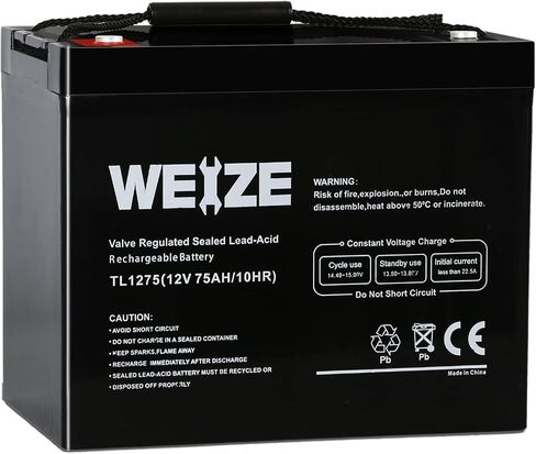 بطارية WEIZE 12V 75AH ذات دورة عميقة لمضخة مستنقع النسخ الاحتياطي Wayne ESP25 WSS30V، محرك التصيد، النظام الشمسي، كرسي متحرك متنقل، الاستخدام العام in Saudi Arabia