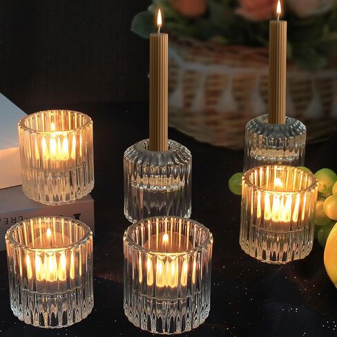 6pcs Candle Holder, Candlestick Holders, Glass Taper Candle Holders for Tea Lights Candle & Taper Candle, Candle Stick Holders Decor for Table Centerpiece Wedding Party Christmas Festival… in Saudi Arabia