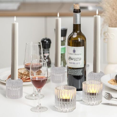 6pcs Candle Holder, Candlestick Holders, Glass Taper Candle Holders for Tea Lights Candle & Taper Candle, Candle Stick Holders Decor for Table Centerpiece Wedding Party Christmas Festival… in Saudi Arabia