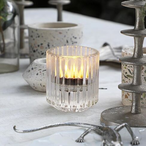 6pcs Candle Holder, Candlestick Holders, Glass Taper Candle Holders for Tea Lights Candle & Taper Candle, Candle Stick Holders Decor for Table Centerpiece Wedding Party Christmas Festival… in Saudi Arabia
