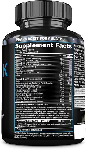 BEARDY Thick Beard Growth Vitamins for Men, B7 Biotin 10000 mcg, Keratin, Collagen, Silica, and 36 More. Grow Beard Thicker, Stronger. Facial Hair Growth Treatment. 60 Tablets in Saudi Arabia