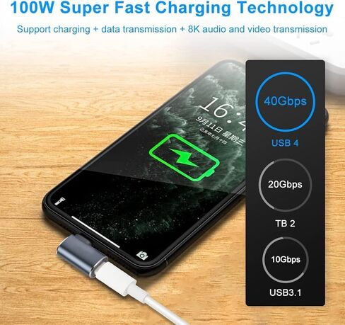 USB-C 2 Pack, 40Gbps Adapter (Male to Female), USB 4.0 Compatible with Samsung, MacBook and More in Kuwait