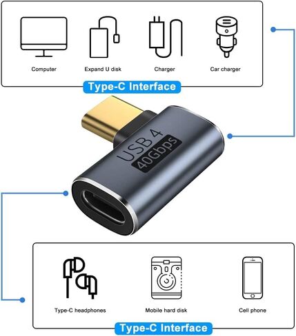 USB-C 2 Pack, 40Gbps Adapter (Male to Female), USB 4.0 Compatible with Samsung, MacBook and More in Kuwait