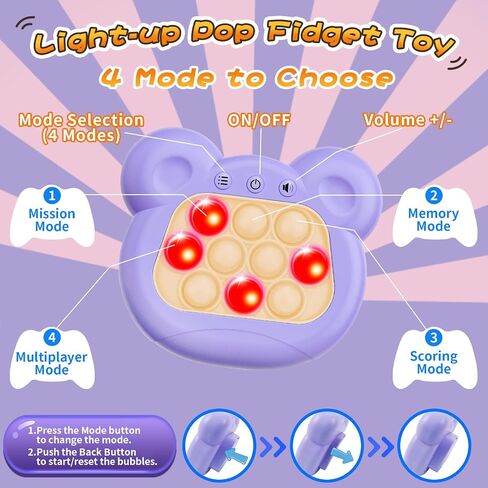 Fast Push Bubble Game, Light-up Pop Game Fidget Toys for Kids and Adults, Electronic Handheld Games, Stress Relief Toys for 6 7 8 9 Year Old Boys & Girls (Green) in Saudi Arabia