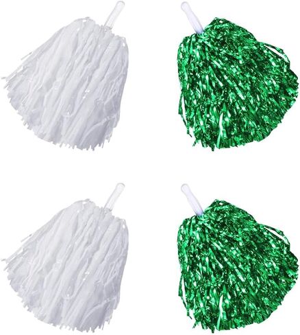 4 Pcs Metallic Foil Plastic Pom Poms Cheerleader Pom Poms Sports Team Pom Poms Spirit Cheering Pom Poms Cheer Dance Pom Poms Cheerleading Pom Poms with Handle White and Blue in Saudi Arabia
