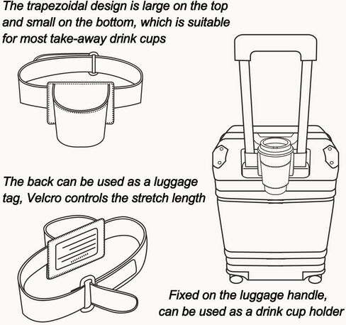 حامل أكواب الأمتعة (قطعتين)، يد حرة للشرب، يناسب مقابض الحقيبة، مناسب لظهر مقعد السيارة، حجم قابل للتعديل يناسب مجموعة متنوعة من السيناريوهات in Kuwait