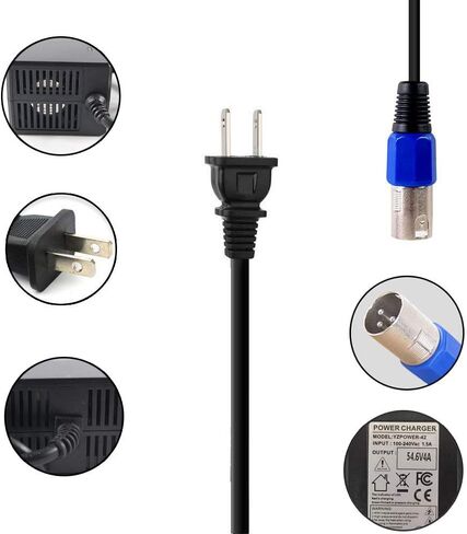 Aunstarwei 54.6V 4A محول شاحن بطارية لبطارية ليثيوم 48V 13S مع موصل XLR 3 دبوس in Kuwait