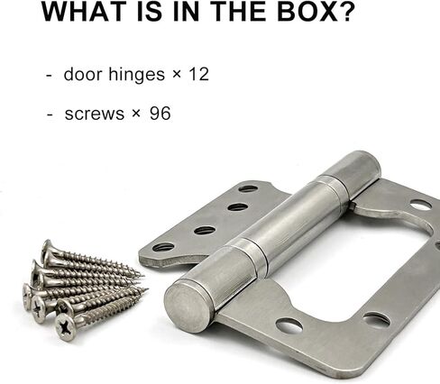 VOLUKA 12 Pack Non Mortise Door Hinges with Round Corners,4x3 Inch Stainless Steel Bearing Mute Smooth Door Hinges,Easy Installation and Heavy Duty,3mm Thickness, Silver in Kuwait