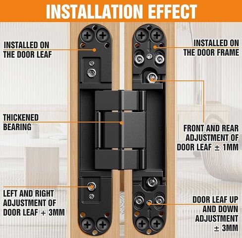 7" Hidden Door Hinge/Invisible Door Silent Door Hinge 180 Degree Swing Hinge 3-Way Adjustable Butt Hinge 7 x 2.8 x 1" (Pack of 2) (White 7 inches) in Saudi Arabia