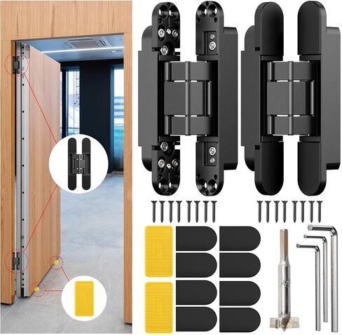 7" Hidden Door Hinge/Invisible Door Silent Door Hinge 180 Degree Swing Hinge 3-Way Adjustable Butt Hinge 7 x 2.8 x 1" (Pack of 2) (White 7 inches) in Saudi Arabia
