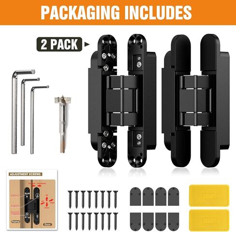 7" Hidden Door Hinge/Invisible Door Silent Door Hinge 180 Degree Swing Hinge 3-Way Adjustable Butt Hinge 7 x 2.8 x 1" (Pack of 2) (White 7 inches) in Saudi Arabia