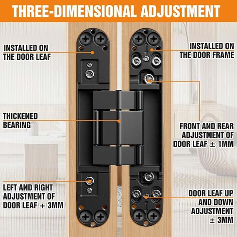 7" Hidden Door Hinge/Invisible Door Silent Door Hinge 180 Degree Swing Hinge 3-Way Adjustable Butt Hinge 7 x 2.8 x 1" (Pack of 2) (White 7 inches) in Saudi Arabia