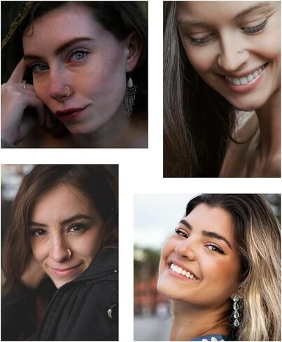 LOREMOW 20 قطعة 20 جرام من الفولاذ المقاوم للصدأ حلقات الأنف المتدلية للنساء على شكل حرف L أقراط الأنف المتدلية للفتيات على شكل قلب زهرة فراشة مجوهرات ثقب الأنف in Kuwait