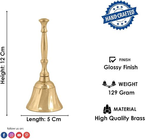 SATVIK 1 Pc Brass Puja Bells Indian Religious Diwali Festive Daily Pooja Home Mandir Temple Office Ghanti School Reception Wedding Christmas Handheld Call Bell Spirtiual Housewarming Return Gift Items in Saudi Arabia