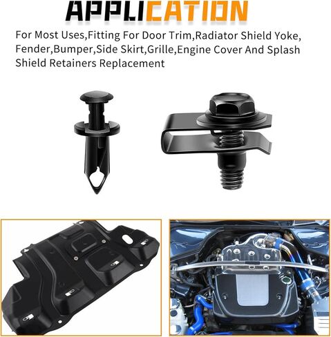 yeshma 35pcs المحرك تحت غطاء سبلاش درع الحرس الجسم البراغي الوفير الحاجز بطانة دفع التجنيب السحابة برشام كليب مقذوف u-المكسرات متوافق مع نيسان إنفينيتي g35 g37 FX35 FX45 EX35 370Z 350Z in Kuwait