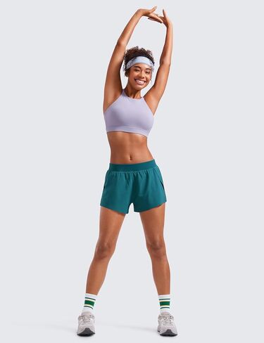 شورت CRZ YOGA الرياضي للجري للنساء على شكل حرف V، شورت رياضي خفيف الوزن للتمارين الرياضية مع بطانة in Kuwait