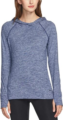 سترة بغطاء للرأس بأكمام طويلة للسيدات من TSLA، سويت شيرت رياضي خفيف الوزن، تي شيرت بغطاء للرأس للأداء النشط in Kuwait