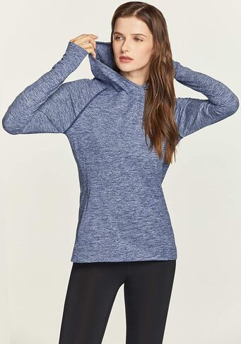 سترة بغطاء للرأس بأكمام طويلة للسيدات من TSLA، سويت شيرت رياضي خفيف الوزن، تي شيرت بغطاء للرأس للأداء النشط in Kuwait