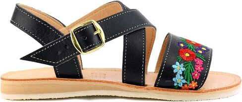 Mexican Leather Sandals with Embroidered Flowers for Women - Model 805 (8, Nut) in Saudi Arabia