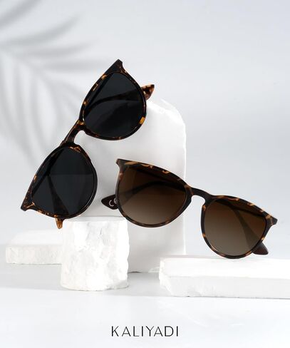 KALIYADI Sunglasses Womens Polarized Womens-Sunglasses: Trendy Sun Glasses with UV400 Retro Style for Party Beach Shopping in Kuwait