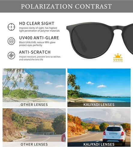 KALIYADI Sunglasses Womens Polarized Womens-Sunglasses: Trendy Sun Glasses with UV400 Retro Style for Party Beach Shopping in Kuwait