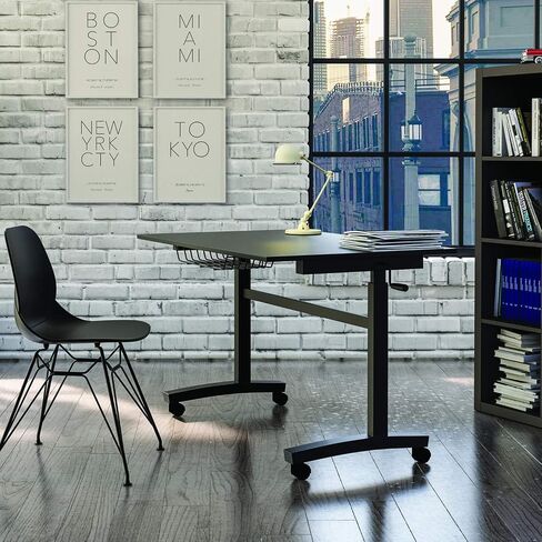 urb SPACE Atlantic Adjustable Height Standing Desk – 46" x 28" Single-Piece Desktop, Maintenance-Free Hand Crank, Sturdy Heavy-Duty Steel Frame, Caster Wheels for Full Mobility, PN 33908049 in Black in Saudi Arabia
