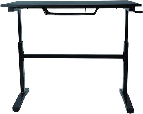 urb SPACE Atlantic Adjustable Height Standing Desk – 46" x 28" Single-Piece Desktop, Maintenance-Free Hand Crank, Sturdy Heavy-Duty Steel Frame, Caster Wheels for Full Mobility, PN 33908049 in Black in Saudi Arabia