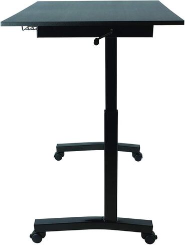 urb SPACE Atlantic Adjustable Height Standing Desk – 46" x 28" Single-Piece Desktop, Maintenance-Free Hand Crank, Sturdy Heavy-Duty Steel Frame, Caster Wheels for Full Mobility, PN 33908049 in Black in Saudi Arabia