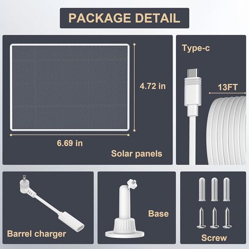 Solar Panel for Ring Camera, Camera Solar Panel Charger for Ring Stick Up Cam Battery, Spotlight Cam Battery 13ft Charger Cable in Kuwait