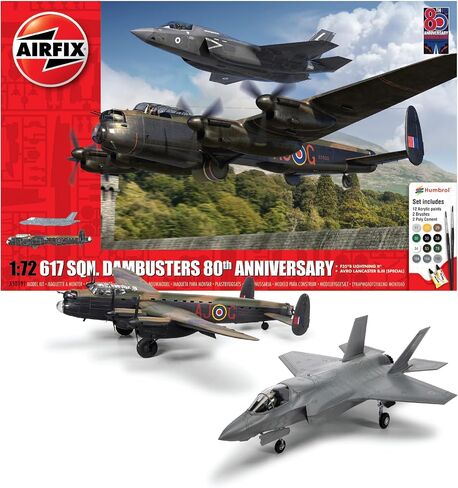 مجموعة هدايا Airfix نموذج طائرة - A50191 617 Sqn. الذكرى السنوية الثمانون لدامبسترز، مجموعات نماذج الطائرات البلاستيكية للبالغين والأطفال بعمر 8 سنوات فما فوق، مستوى المهارة 3، نماذج الطائرات العسكرية WW2 بمقياس 1:72 in Saudi Arabia