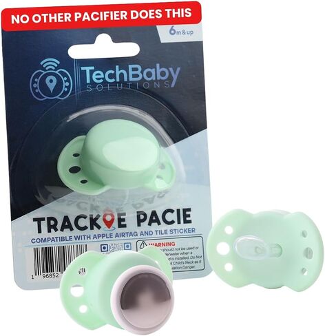 TechBaby Solutions - Trackable Pacifier - Compatible with AirTag and Tile Sticker - Baby Pacifier - High Tech & Eco Friendly - Ergonomic Design - Trackie Pacie - 6mon+ in Saudi Arabia