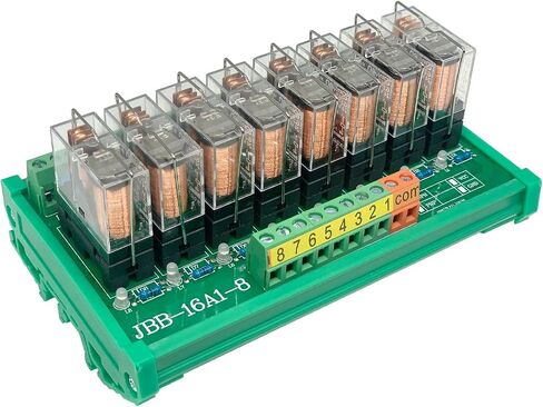 Jienk DC 24V Control 8 SPDT 16Amp Pluggable Power Relay, Compatible with PNP NPN C45 DIN Rail Mount 4 Channels 1NO+ 1NC Relay Module, G2R-1-E in Saudi Arabia