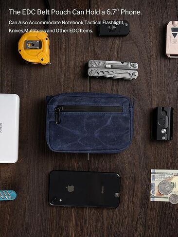 Sayram SP7/SP8 EDC Belt Pouch - Waxed Canvas With Zipper, Waist Pack for Men, Anti-Theft Pickpocket Organizer for Daily Use in Saudi Arabia