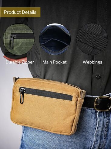 حقيبة حزام Sayram SP7 EDC، حقيبة حزام قماش مشمع مع سحاب، حقيبة EDC للرجال، حزمة الخصر للحزام، حقيبة تنظيم حزام EDC مضادة للسرقة للاستخدام اليومي in Kuwait