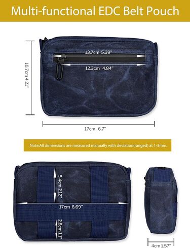 Sayram SP7/SP8 EDC Belt Pouch - Waxed Canvas With Zipper, Waist Pack for Men, Anti-Theft Pickpocket Organizer for Daily Use in Saudi Arabia