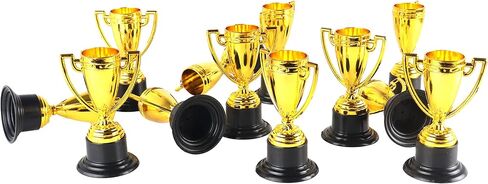 JIEJOYS 30 PCS Trophies And Medals Set,12Pcs Gold Plastic Trophy Cup And 18 PCS Winner Medals For Kids Sports Awards, Party Favors For Boys And Girls,Prizes, Events. in Saudi Arabia