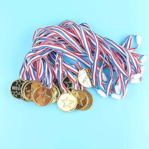 JIEJOYS 30 PCS Trophies And Medals Set,12Pcs Gold Plastic Trophy Cup And 18 PCS Winner Medals For Kids Sports Awards, Party Favors For Boys And Girls,Prizes, Events. in Saudi Arabia