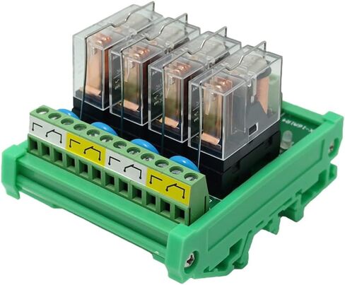 Jienk DC 24V Control 8 SPDT 16Amp Pluggable Power Relay, Compatible with PNP NPN C45 DIN Rail Mount 4 Channels 1NO+ 1NC Relay Module, G2R-1-E in Saudi Arabia