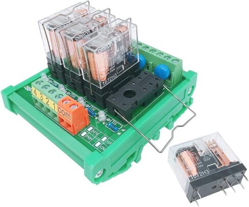 Jienk DC 24V Control 8 SPDT 16Amp Pluggable Power Relay, Compatible with PNP NPN C45 DIN Rail Mount 4 Channels 1NO+ 1NC Relay Module, G2R-1-E in Saudi Arabia
