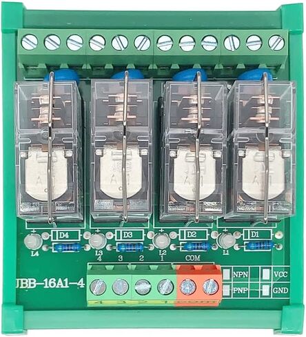 Jienk DC 24V Control 8 SPDT 16Amp Pluggable Power Relay, Compatible with PNP NPN C45 DIN Rail Mount 4 Channels 1NO+ 1NC Relay Module, G2R-1-E in Saudi Arabia