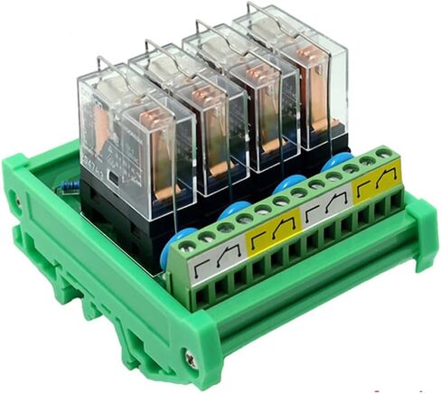Jienk DC 24V Control 8 SPDT 16Amp Pluggable Power Relay, Compatible with PNP NPN C45 DIN Rail Mount 4 Channels 1NO+ 1NC Relay Module, G2R-1-E in Saudi Arabia
