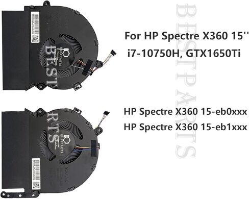 BestParts New CPU+GPU Cooling Fan Replacement for HP Spectre X360 15'' (i7-10750H, GTX1650Ti) 15-EB 15t-EB TPN-Q226 Series, P/N: M00226-001 M00227-001, L68136-005 DC5V 0.5A in Saudi Arabia