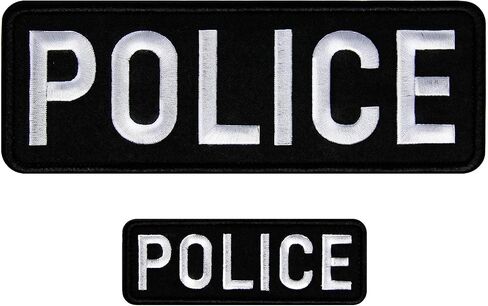 2 Pcs Police Patch Hook and Loop Embroiderd Police Patches for Police Vest Uniforms Jacket, 1pcs Large and 1 Pcs Small（Black） in Saudi Arabia